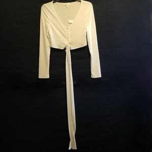 Love Tree Long Sleeve Front Tie Top